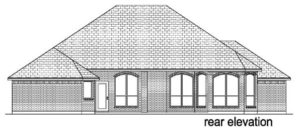 European One-Story Traditional Rear Elevation of Plan 88623