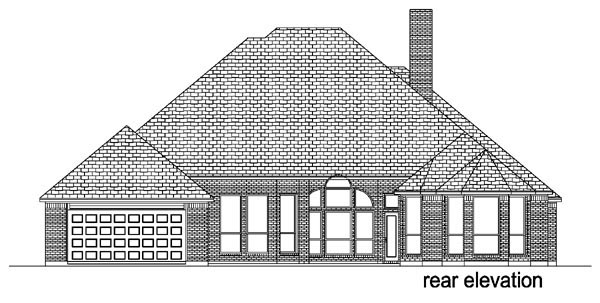 European One-Story Traditional Rear Elevation of Plan 88624