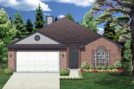 Narrow Lot One-Story Traditional Elevation of Plan 88643