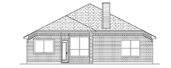 Narrow Lot One-Story Traditional Rear Elevation of Plan 88643