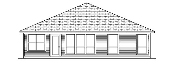 Narrow Lot One-Story Traditional Rear Elevation of Plan 88644