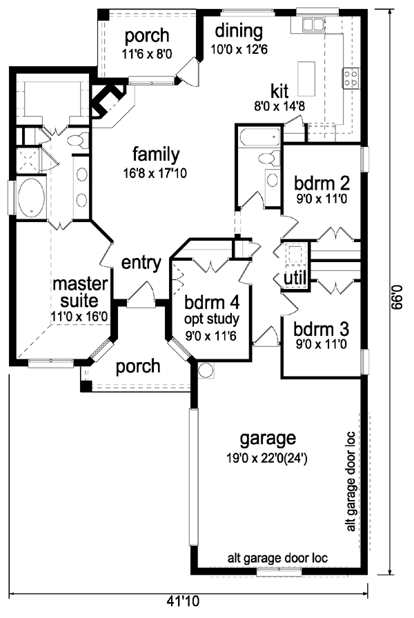 One-Story Traditional Level One of Plan 88647