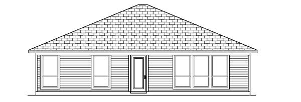 Narrow Lot One-Story Traditional Rear Elevation of Plan 88648