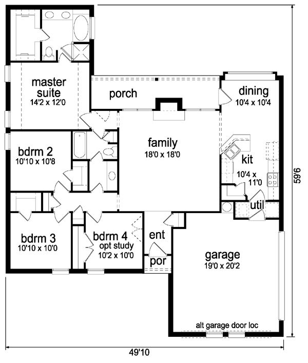 One-Story Traditional Level One of Plan 88649