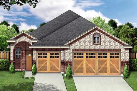 Narrow Lot One-Story Traditional Elevation of Plan 88650