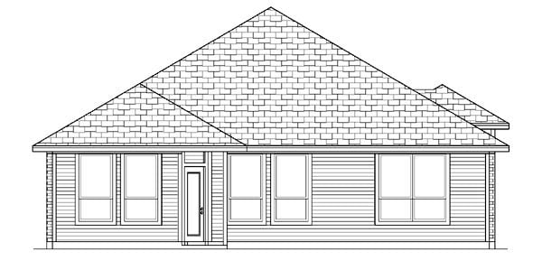 Narrow Lot One-Story Traditional Rear Elevation of Plan 88650