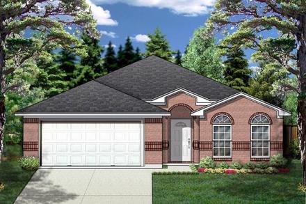 Narrow Lot One-Story Traditional Elevation of Plan 88651