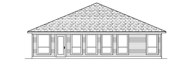 Narrow Lot One-Story Traditional Rear Elevation of Plan 88651