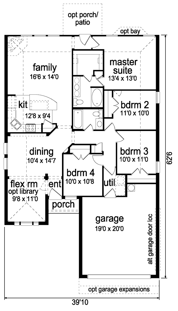 Narrow Lot One-Story Traditional Level One of Plan 88652