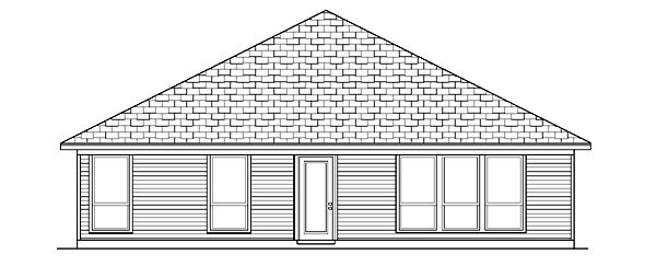 Narrow Lot One-Story Traditional Rear Elevation of Plan 88652