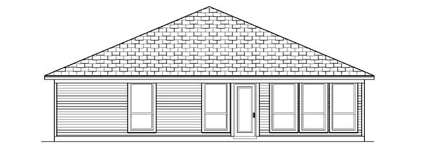 Narrow Lot One-Story Traditional Rear Elevation of Plan 88653