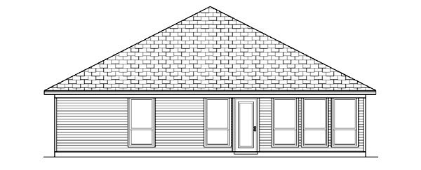 Narrow Lot One-Story Traditional Rear Elevation of Plan 88654