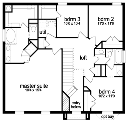 House Plan 88655 Second Level Plan