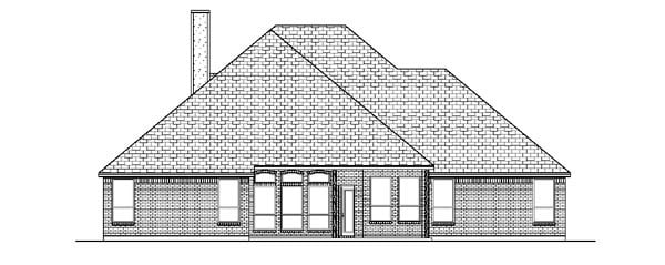One-Story Traditional Rear Elevation of Plan 88656
