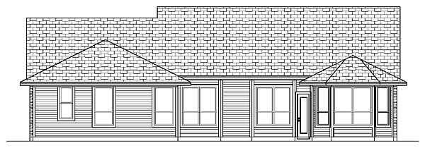 Country Rear Elevation of Plan 88672