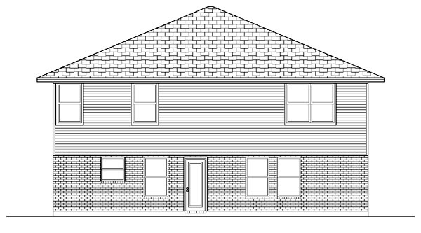 Traditional Rear Elevation of Plan 88694