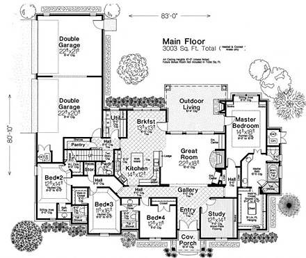 House Plan 89401 First Level Plan
