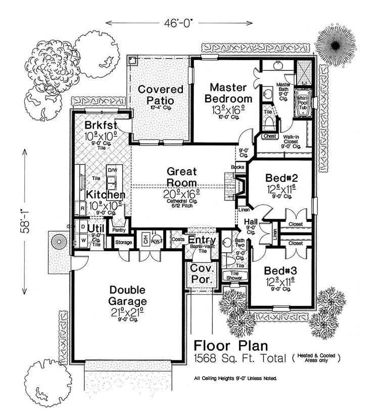 Country French Country Tudor Level One of Plan 89404