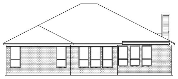 Traditional Rear Elevation of Plan 89810