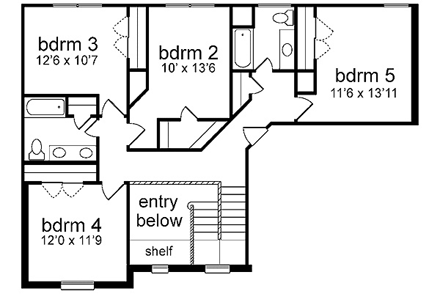 House Plan 89832 Second Level Plan