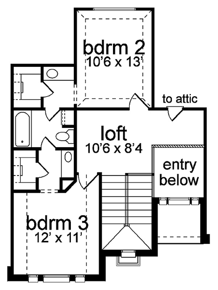 House Plan 89845 Second Level Plan