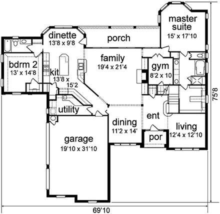 House Plan 89863 First Level Plan