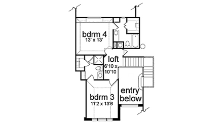 House Plan 89863 Second Level Plan