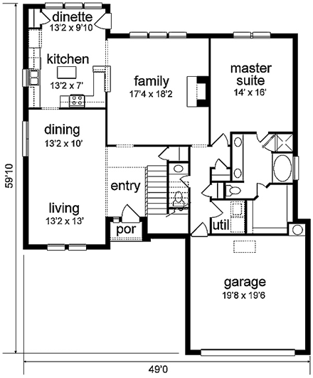 House Plan 89864 First Level Plan