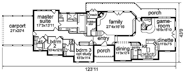 Contemporary Santa Fe Southwest Level One of Plan 89866