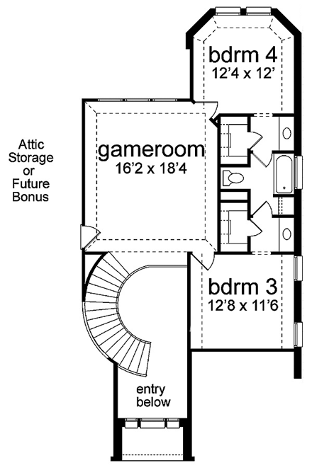 House Plan 89869 Second Level Plan