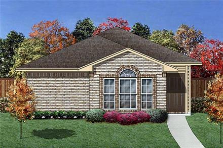 Narrow Lot One-Story Traditional Elevation of Plan 89871