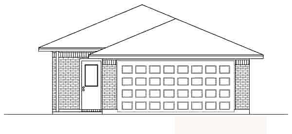 Narrow Lot One-Story Traditional Rear Elevation of Plan 89871
