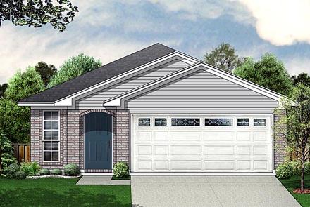 Narrow Lot One-Story Traditional Elevation of Plan 89872