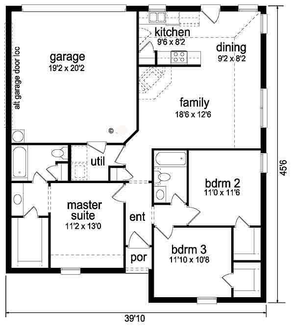 Narrow Lot One-Story Traditional Level One of Plan 89874