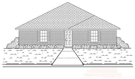 Narrow Lot One-Story Traditional Elevation of Plan 89874