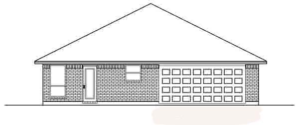 Narrow Lot One-Story Traditional Rear Elevation of Plan 89874