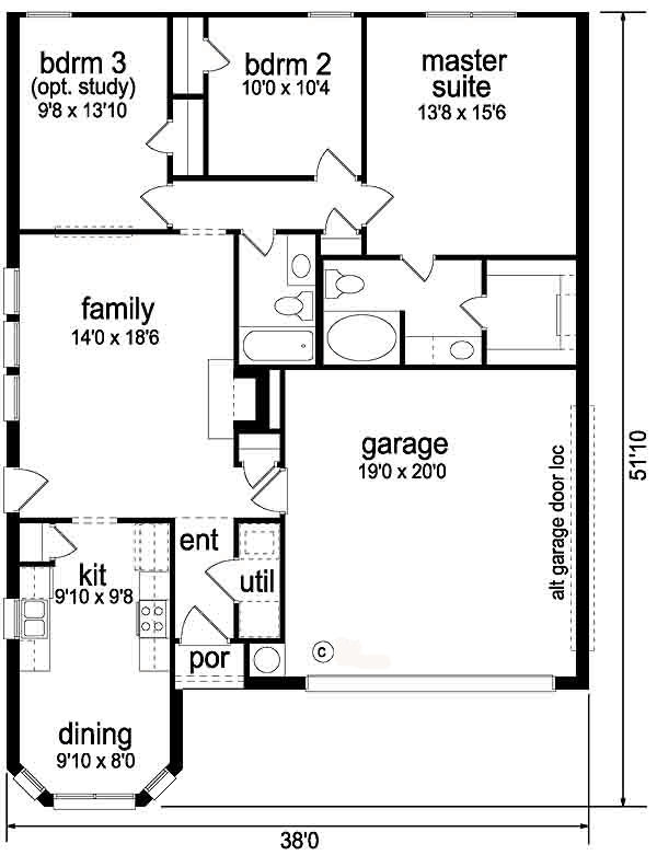 Narrow Lot One-Story Traditional Level One of Plan 89877