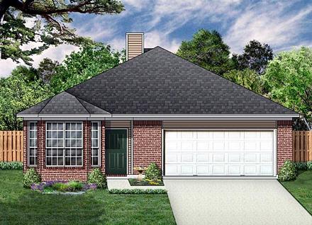 Narrow Lot One-Story Traditional Elevation of Plan 89877