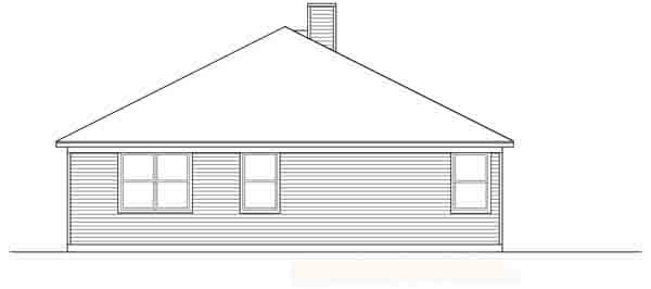 Narrow Lot One-Story Traditional Rear Elevation of Plan 89877