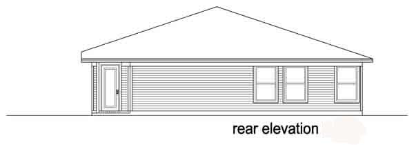 Narrow Lot One-Story Traditional Rear Elevation of Plan 89879