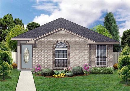 Narrow Lot One-Story Traditional Elevation of Plan 89880