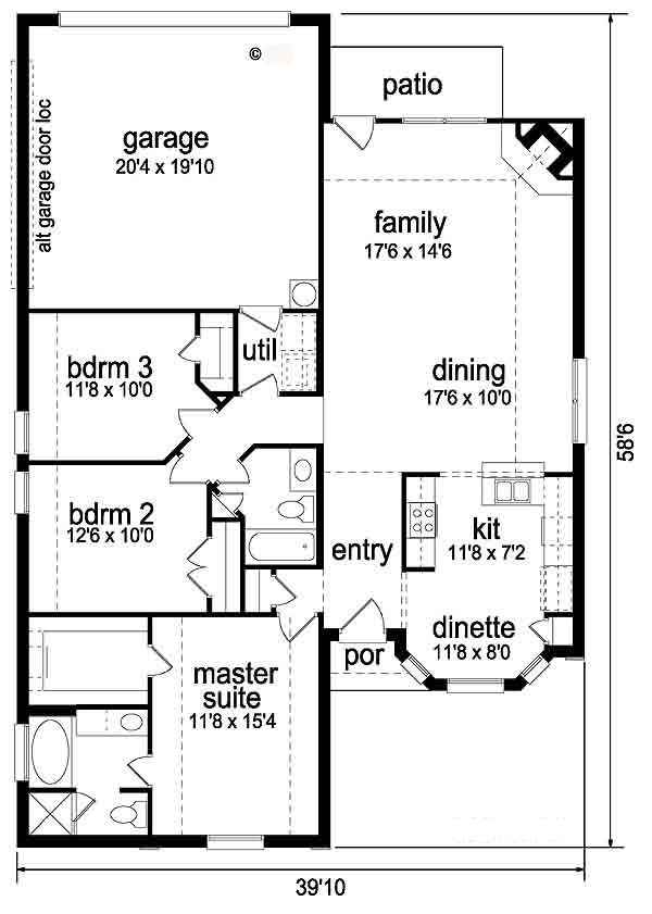 Narrow Lot One-Story Traditional Level One of Plan 89883