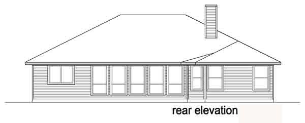 Narrow Lot One-Story Traditional Rear Elevation of Plan 89884