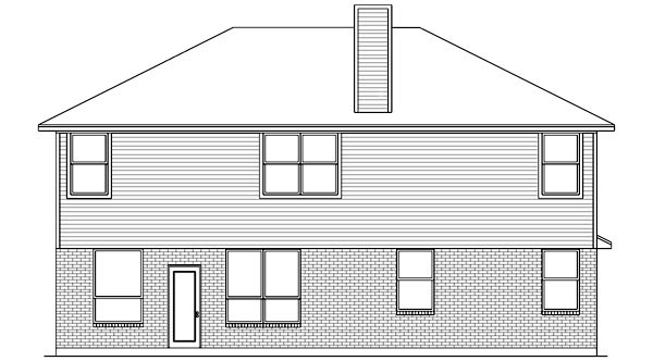 Traditional Rear Elevation of Plan 89892