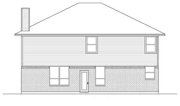 Traditional Rear Elevation of Plan 89895
