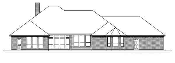 Traditional Rear Elevation of Plan 89898