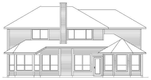 Traditional Rear Elevation of Plan 89909