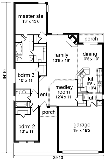 House Plan 89924 First Level Plan