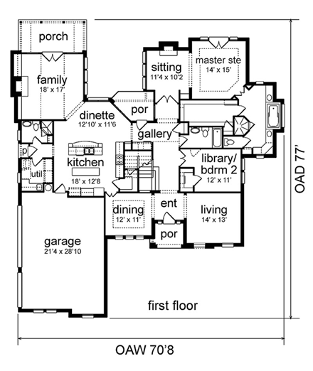 House Plan 89961 First Level Plan