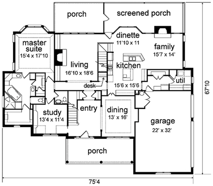 House Plan 89964 First Level Plan